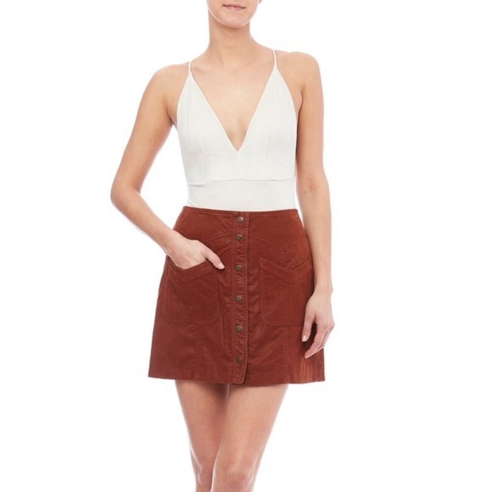 Free People • Come a Little Closer Faux Leather Skirt